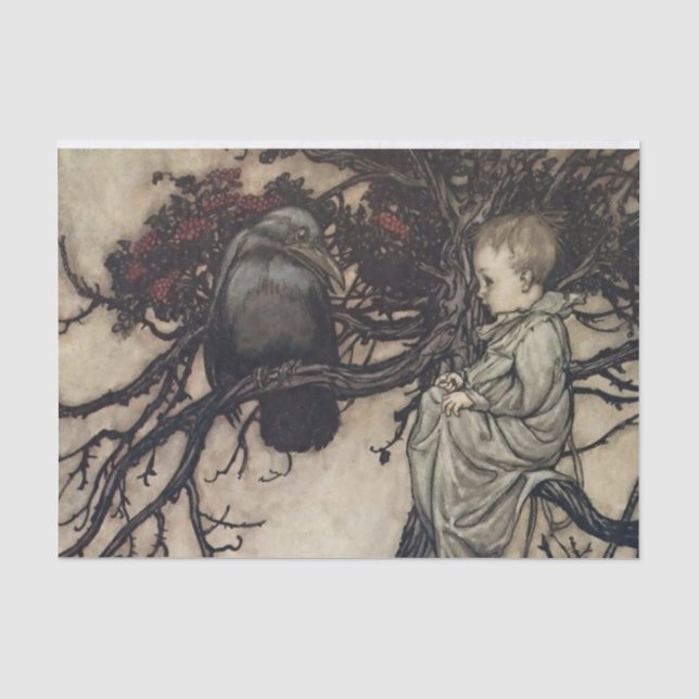 Papel De Seda “Hablando con los pájaros” de Arthur Rackham (Anverso)