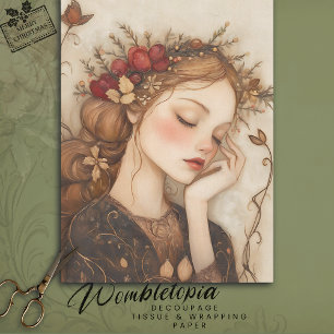 Papel De Seda Hada caprichosa del otoño con descomposición flora