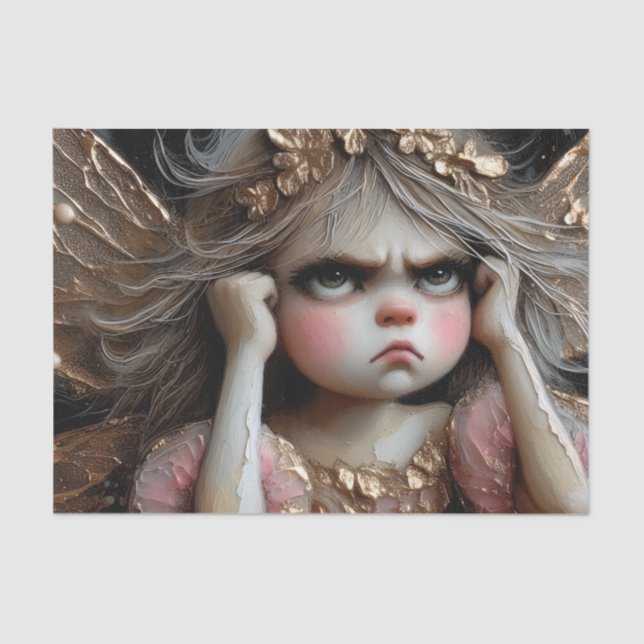 Papel De Seda Hada Cuidada Con Decopaje De Actitud (Anverso)