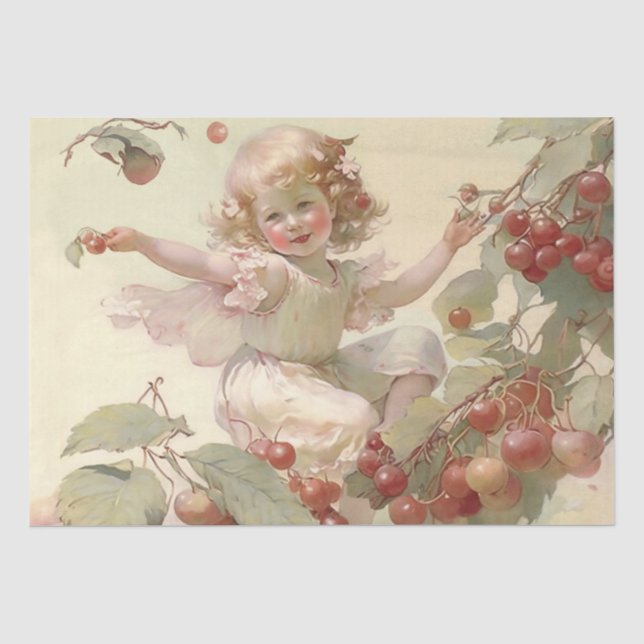 Papel De Seda "Hada de cerezo" victoriana en un árbol de frutas (Anverso)