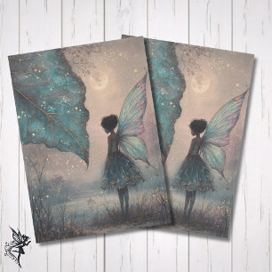 Papel De Seda Hada de Hoja Encantada bajo la Luz de la Luna Acua