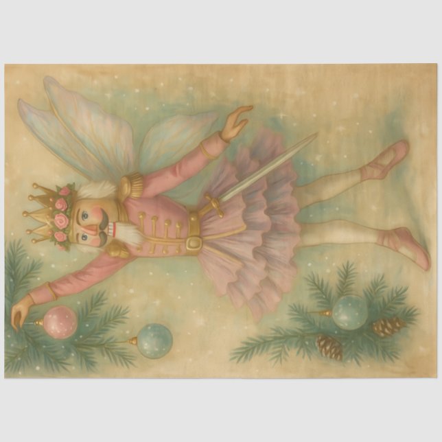 Papel De Seda Hada de los Azúcares Cascanueces • Navidad Rosa (Anverso)