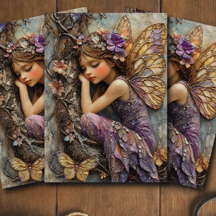 Papel De Seda Hada del Bosque de Fantasía con Mariposas Decoupag
