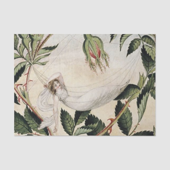 Papel De Seda “Hada descansando en una hamaca” de Amelia Jane Mu (Anverso)