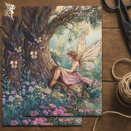 Papel De Seda Hada encantada sentada bajo una descomposición de 