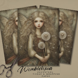 Papel De Seda Hada Encantadora con Amapolas Arte de Fantasía