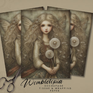 Papel De Seda Hada Encantadora con Amapolas Arte de Fantasía