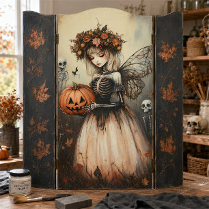 Papel De Seda Hada esquelética de Halloween gótica con calabaza