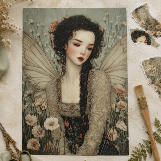 Papel De Seda Hada Etérea en Decoupage de Jardín de Flores Silve (Subido por el creador)