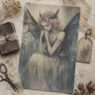 Papel De Seda Hada gótica de fantasía con decoupage de corona fl