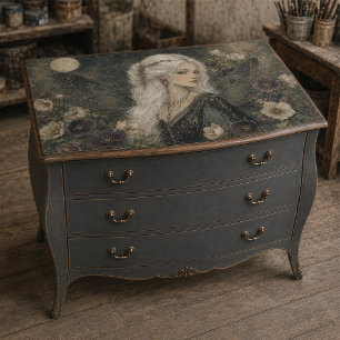 Papel De Seda Hada Vintage Bajo la Luz de la Luna en un Jardín E