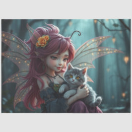 Papel De Seda Hada y su gato,