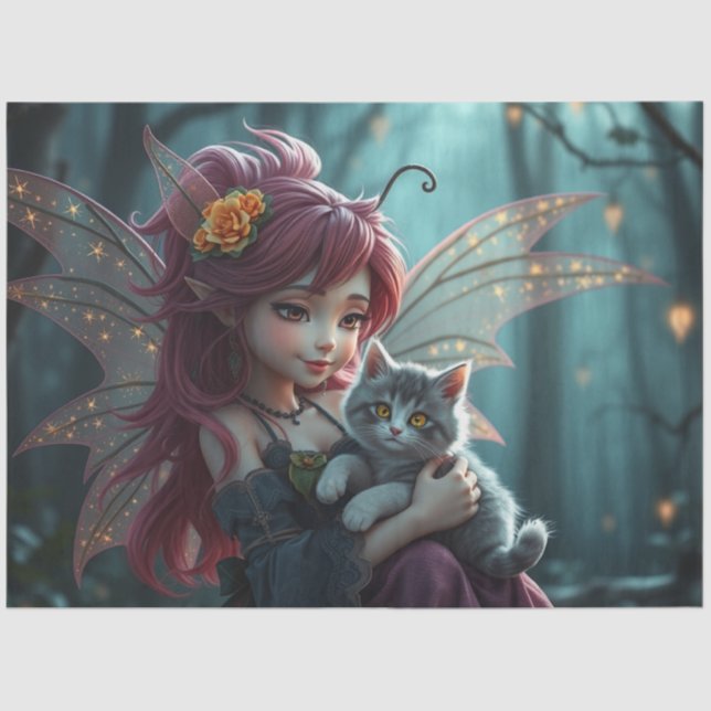 Papel De Seda Hada y su gato, (Anverso)