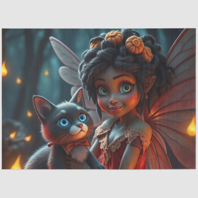 Papel De Seda Hada y su gato (Anverso)