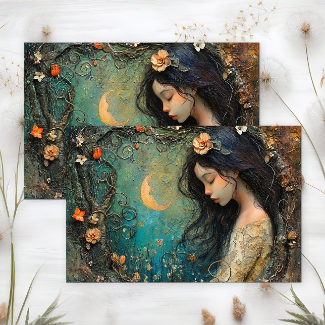PAPEL DE SEDA HADADA DEL BOSQUE DE MEDIA NOCHE DECOUPAGE (MIDNIGHT FOREST FAIRY DECOUPAGE TISSUE PAPER)
