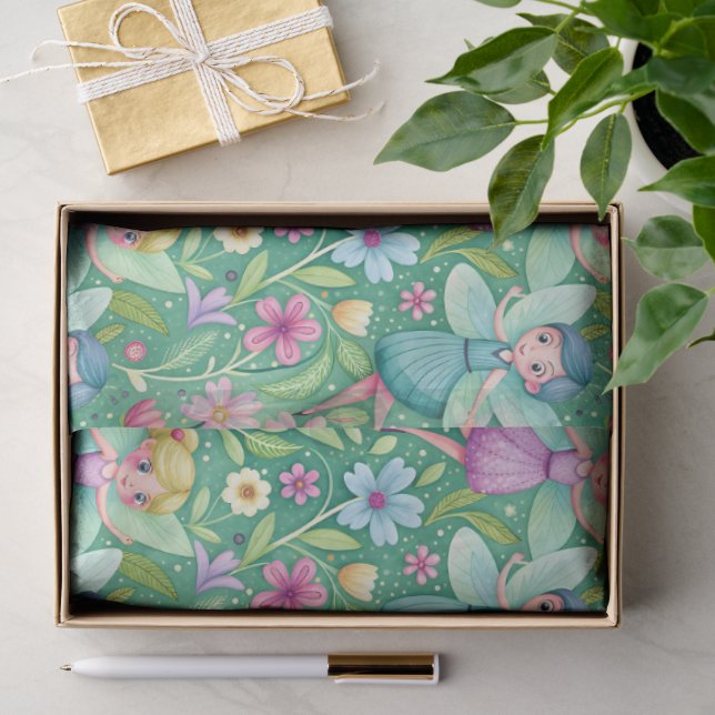 PAPEL DE SEDA HADAS DE FLORES FELICES FANTASÍA (Regalo )
