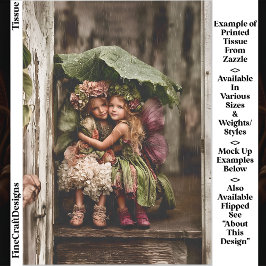 Papel De Seda Hadas De Hidrangea Encantadas En Lluvia Desnudo De