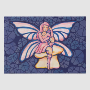Papel De Seda Hadas de hongos rosados acuarela arte Fe