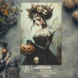 Papel De Seda Hadas góticas de Halloween con calaveras y calabaz