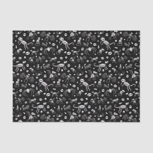 Papel De Seda Halloween Animal Bats Dogs Cats Spiders Skeleters (Anverso)