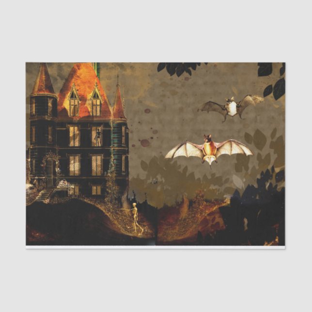 Papel De Seda Halloween Bats and Skeleton Decoupage (Anverso)
