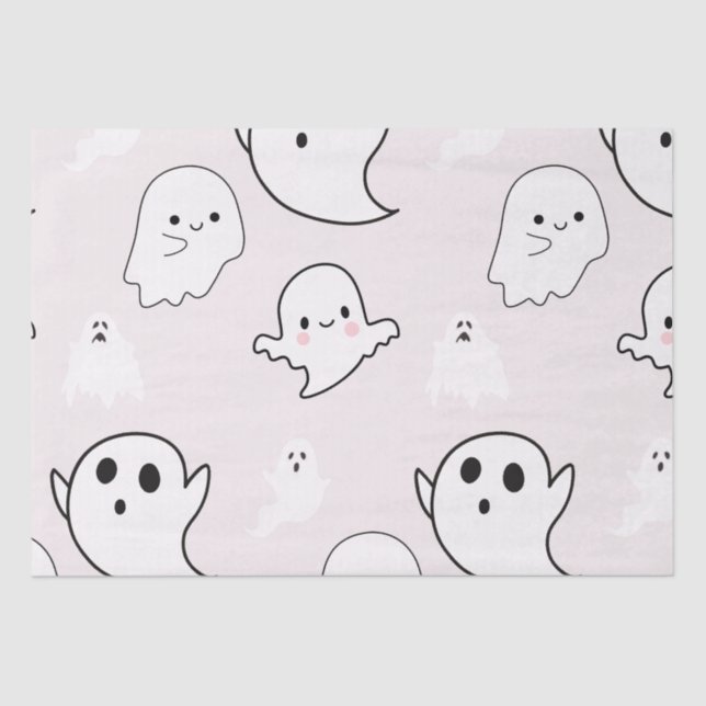 Papel De Seda Halloween beige brillante blanco súper lindo (Anverso)