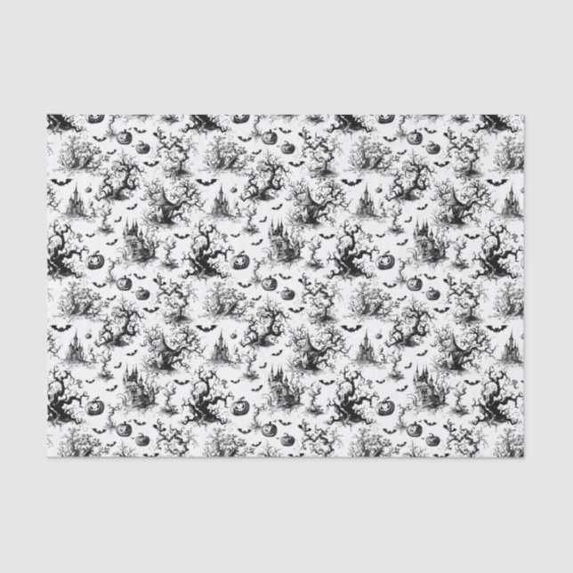 Papel De Seda Halloween blanco y negro (Anverso)