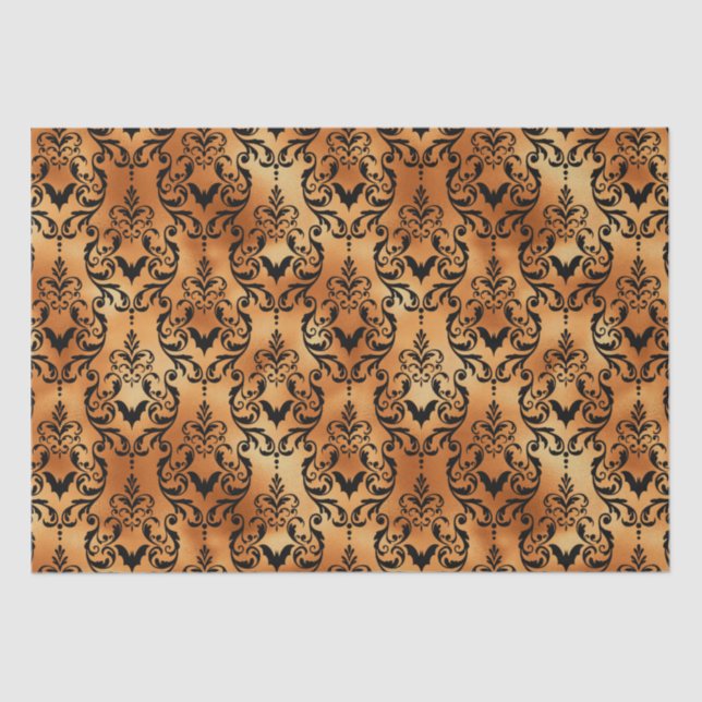 Papel De Seda Halloween Brocade Spider Pattern Copper Black (Anverso)