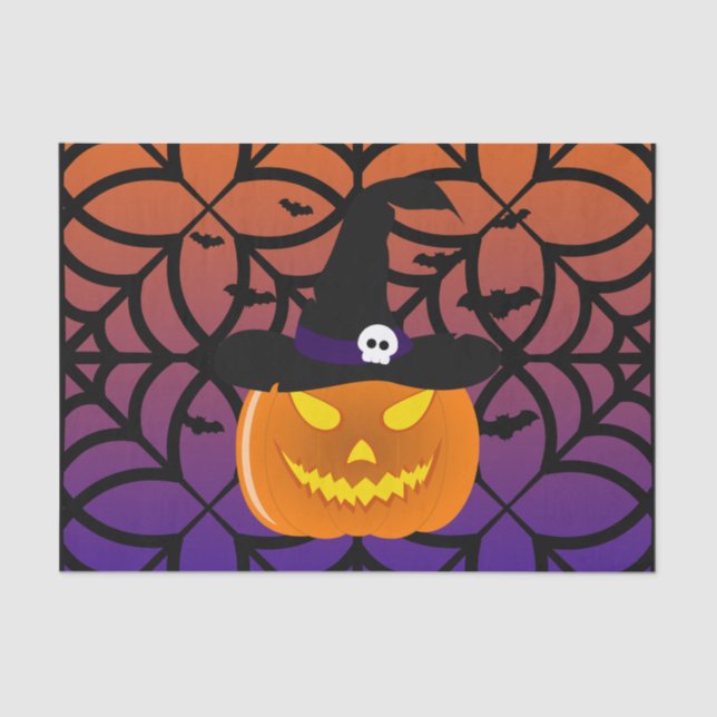 Papel De Seda Halloween Calabaza Jack o’ Lantern Witch Gorra (Anverso)
