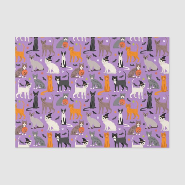 Papel De Seda Halloween Cats Tissue Paper (Anverso)