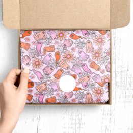 Papel De Seda Halloween con estampado de fantasmas y flores