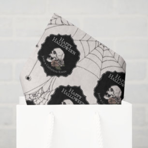 Papel De Seda Halloween con flores de marfil góticas