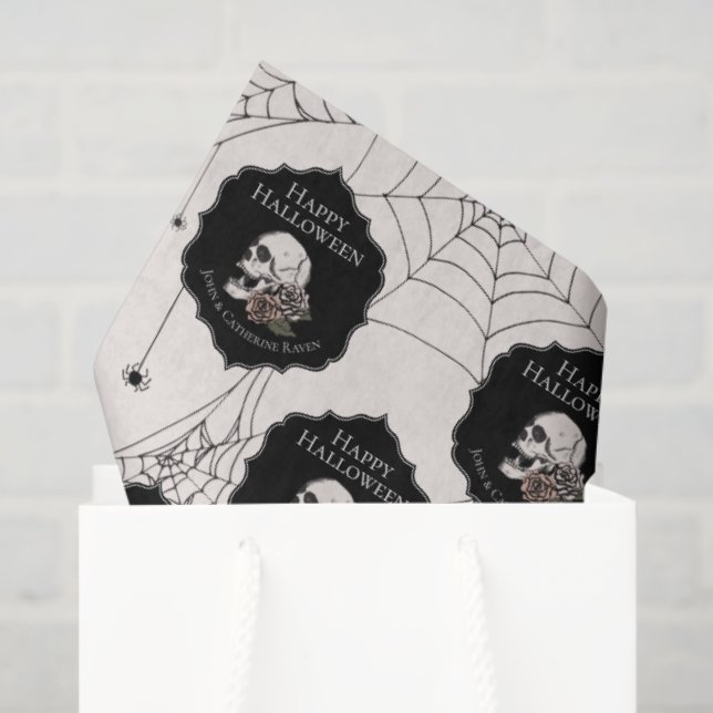 Papel De Seda Halloween con flores de marfil góticas (Bolsa de regalo)