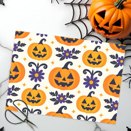 Papel De Seda Halloween con flores moradas de los farolillos son