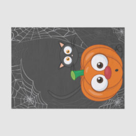 Papel De Seda Halloween con gatos y calabazas raras y fantasmagó