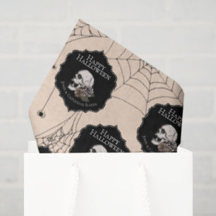 Papel De Seda Halloween con la flor floral gótica crema