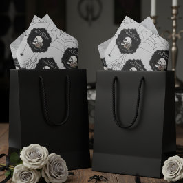 Papel De Seda Halloween con la flor floral gótica y gris