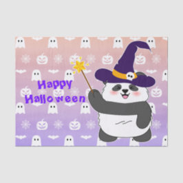 Papel De Seda Halloween Curte Baby Panda Witch Magic Wand