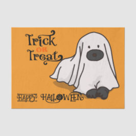 Papel De Seda Halloween Cute Spooky Whimsical Ghost Dog Naranja