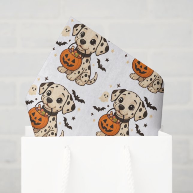 Papel De Seda Halloween Dalmatian Dog Trick or Treth (Bolsa de regalo)