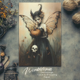 Papel De Seda Halloween Dark Fairy con calabaza y cráneo