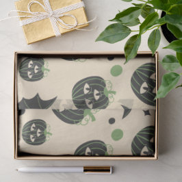 Papel De Seda Halloween De 3 Calabaza Y Bats Modernos