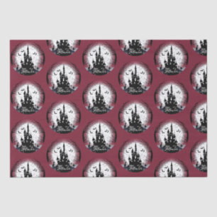 Papel De Seda Halloween de la casa llena de murciélagos de luna