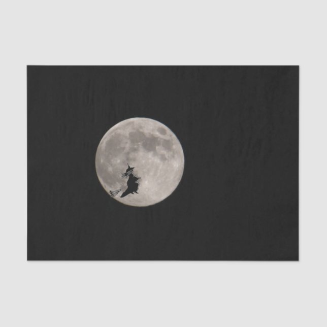 Papel De Seda Halloween de la luna llena de bruja (Anverso)