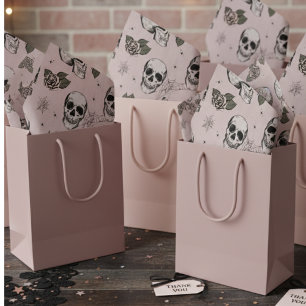 Papel De Seda Halloween de pequeño cráneo de flor rosada de Rubo