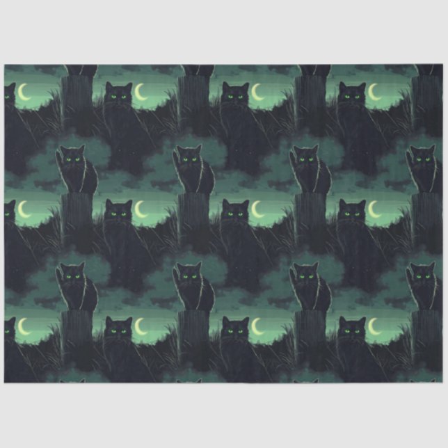 Papel De Seda Halloween del gato negro (Anverso)