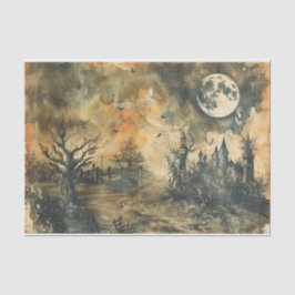 Papel De Seda Halloween Eerie Forest Full Moon Haunsion