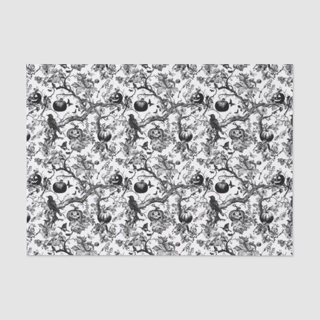 Papel De Seda Halloween en negro y blanco Toile (Anverso)