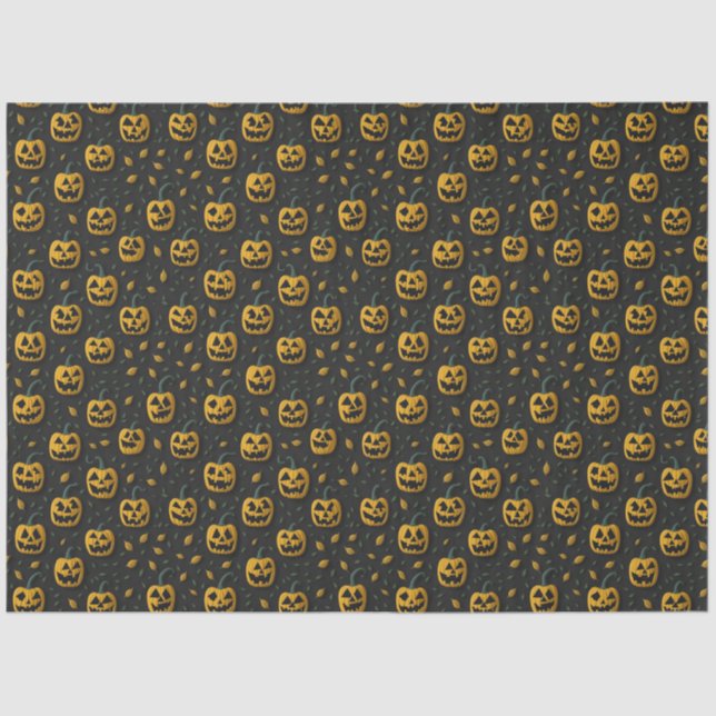 Papel De Seda Halloween espeluznante calabaza personalizado cont (Anverso)