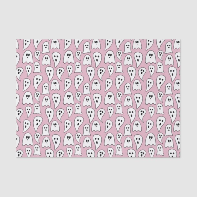 Papel De Seda Halloween fantasma rosa (Anverso)